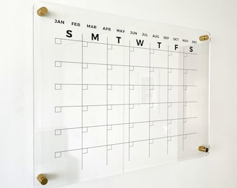 Custom Monthly Wall Calendar - Personalized Dry Erase Planner, Clear Acrylic Family Organizer, Family Command Center