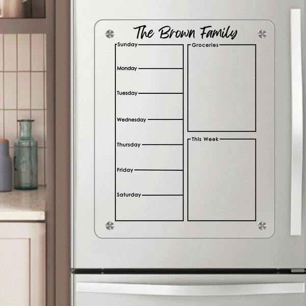 Fridge Calendar Kitchen Decor Magnetic Glass Board for Fridge with Personalized Dry Erase Calendar Kitchen Calendar Clear Dry Erase