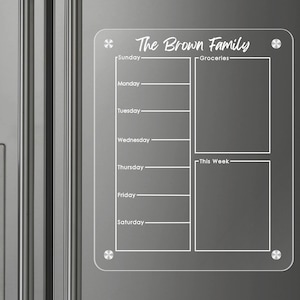 Fridge Calendar Kitchen Decor Magnetic Glass Board for Fridge with Personalized Dry Erase Calendar Kitchen Calendar Clear Dry Erase