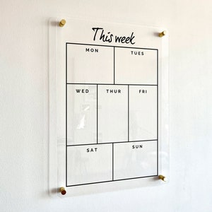 WEEKLY PLANNER Acrylic Wall Calendar 2025 Personalized Dry Erase Board Wall Calendar Weekly Calendar Housewarming Gift Custom Calendar