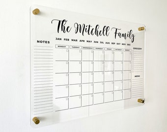 PERSONALIZED Acrylic Family Planner Dry Erase Monthly Calendar Monthly and Weekly Wall Calendar 2026 with Marker Personalized Note Board