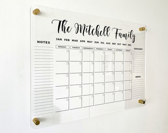 PERSONALIZED Acrylic Family Planner Dry Erase Monthly Calendar Monthly and Weekly Wall Calendar 2023 with Marker Personalized Note Board