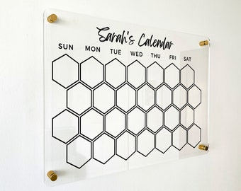 PERSONALIZED Acrylic Family Planner Dry Erase Monthly Calendar Monthly and Weekly Wall Calendar 2024 with Marker Personalized Note Board