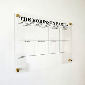 WEEKLY PLANNER Acrylic Wall Calendar 2025 Personalized Dry Erase Board Wall Calendar Weekly Calendar Housewarming Gift Custom Calendar