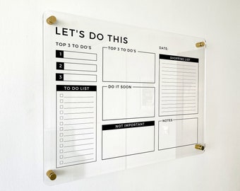 Acrylic Monthly and Weekly Wall Calendar Personalized Dry Erase Board Wall Calendar Monthly Weekly Calendar Housewarming Gift Goals To Do