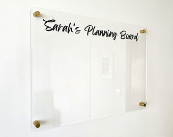 PERSONALIZED BOARD for Wall Acrylic Personalized Dry Erase Board Wall Calendar Monthly and Weekly Calendar Housewarming Gift Goals To Do