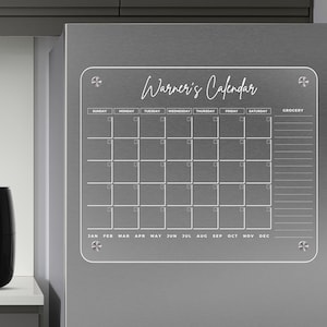 Kitchen Refrigerator Calendar Clear Dry Erase Board with 12 Erasable Markers Customized Fridge Calendar Magnetic Kitchen Calendar Set