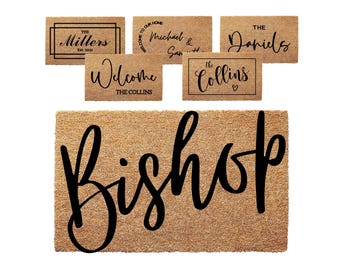 Custom Door Mat with Family Name - Personalized Doormat with Anti-Slip Backing - 3 Size Options - Custom Door Mats for Front Door