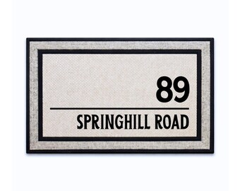 Custom Address Door Mat 18x30 Inch - Personalized Door Mat with Non-Slip Rubber Backing and Polyester Top - Commercial Doormat - Made in USA