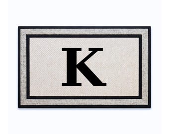 Custom Door Mat 18x30 Inch - Personalized Letter Monogram Doormat with Non-Slip Rubber Backing and Polyester Top - Made in USA