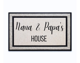 Custom Grandma and Grandpa Door Mat - Personalized Grandparents House Door Mat, House Welcome Doormat, Gift for Nana Grandma and Grandpa