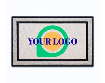 Custom Door Mat with Logo 18x30 Inch - Commercial Doormat Custom Shop Door Mat with Non-Slip Rubber Backing and Polyester Top - Made in USA