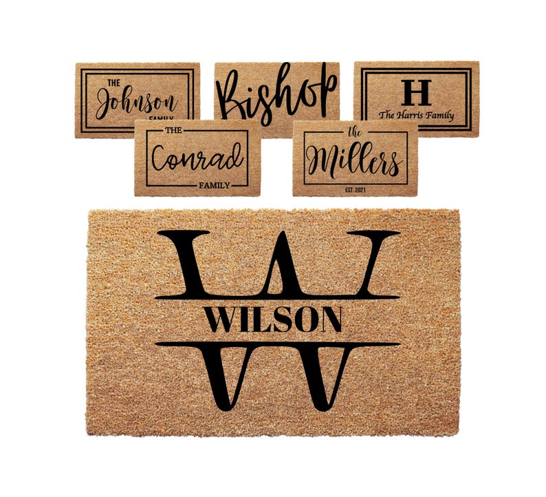 Personalized Door Mat with Family Name - Custom Doormat with Anti-Slip Backing - 3 Size Options - Custom Door Mats for Front Door