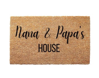 Grandparent House Door Mat - Grandparents Day Gifts Nana and Papas House Grandparents Door Mat with Anti-Slip Backing