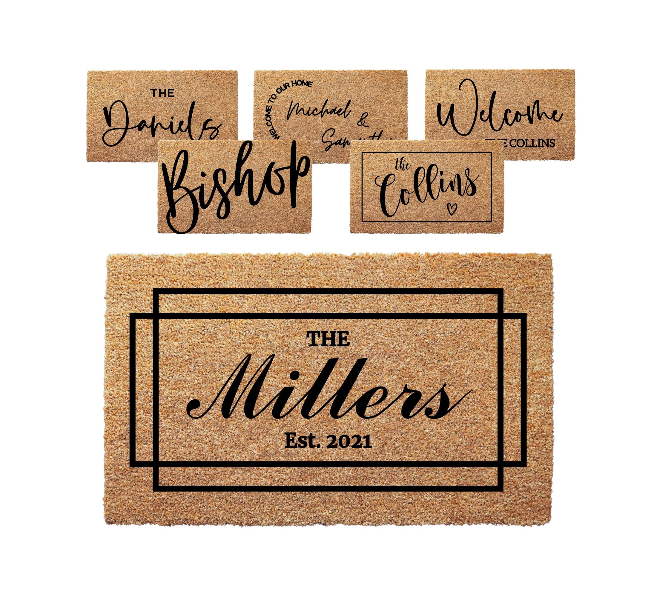 Custom Door Mat with Family Name - Personalized Doormat with Anti-Slip Backing - 3 Size Options - Custom Door Mats for Front Door