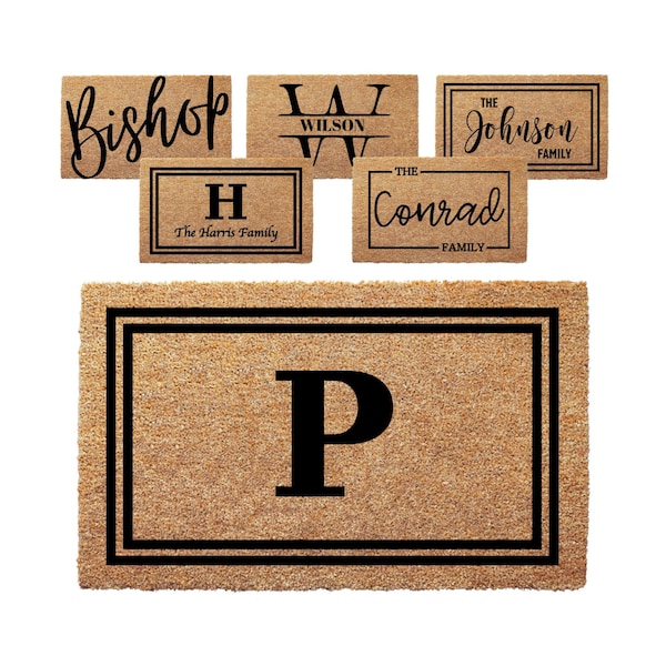Custom Door Mat with Family Name - Personalized Doormat with Anti-Slip Backing - 3 Size Options - Custom Door Mats for Front Door