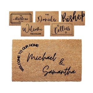 Personalized Door Mat with Family Name - Custom Doormat with Anti-Slip Backing - 3 Size Options - Custom Door Mats for Front Door