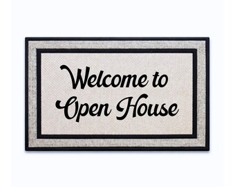 Welcome Door Mat- 18x30 - Open House Supplies Doormat with Non-Slip Rubber Backing and Polyester Top - Made in USA - Real Estate Doormat