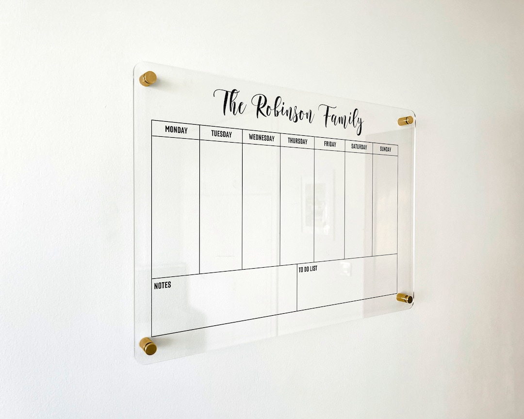 WEEKLY PLANNER Acrylic Wall Calendar 2024 Personalized Dry Erase Board Wall Calendar Weekly