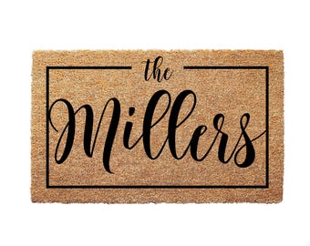 Personalized Door Mat Family Name Customized Date - Custom Doormat with Anti-Slip Backing Front Door Mat for Outdoor Decor Home Gift