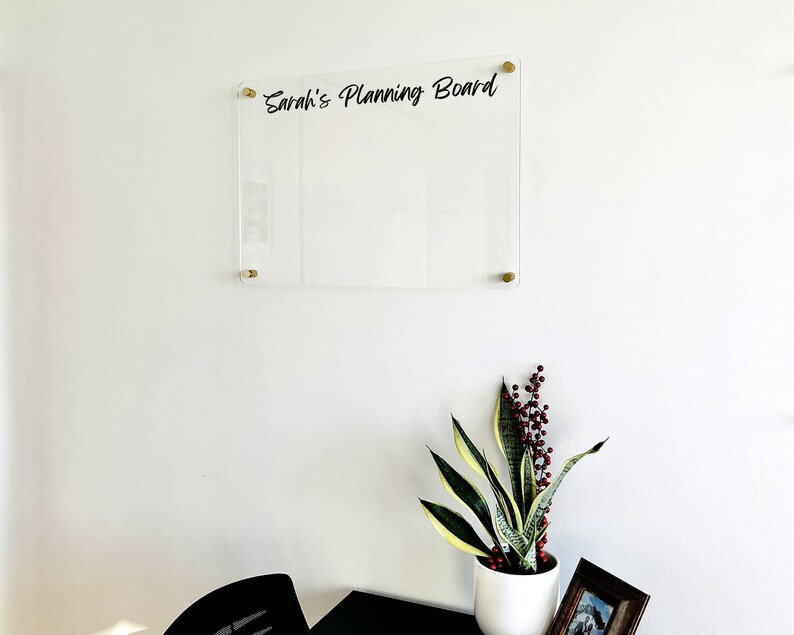 thumbnail image 2 of Custom Acrylic Dry Erase Board For Wall With Professional And Stylish Border - Shipped Next Day, Made In USA, Non-Magnetic Whiteboard, Wall Mounted Board, Easy To Clean (Clear - 16x20 2 of 9