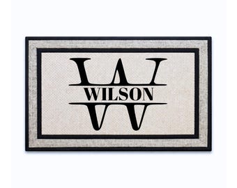Custom Door Mat 18x30 - Personalized Monogram Doormat with Non-Slip Rubber Backing and Polyester Top - Made in USA - Housewarming Gift