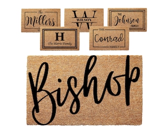 Personalized Door Mat with Family Name - Custom Doormat with Anti-Slip Backing - 3 Size Options - Custom Door Mats for Front Door