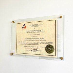 Floating Document Frame ARTWORK FLOATING FRAME Diploma Frame Frameless Frame, Clear Acrylic ...