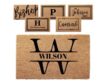 Personalized Door Mat with Family Name - Custom Doormat with Anti-Slip Backing - 3 Size Options - Custom Door Mats for Front Door
