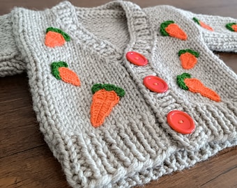 Carrot Sweater, Carrot Motif Crochet Cardigan