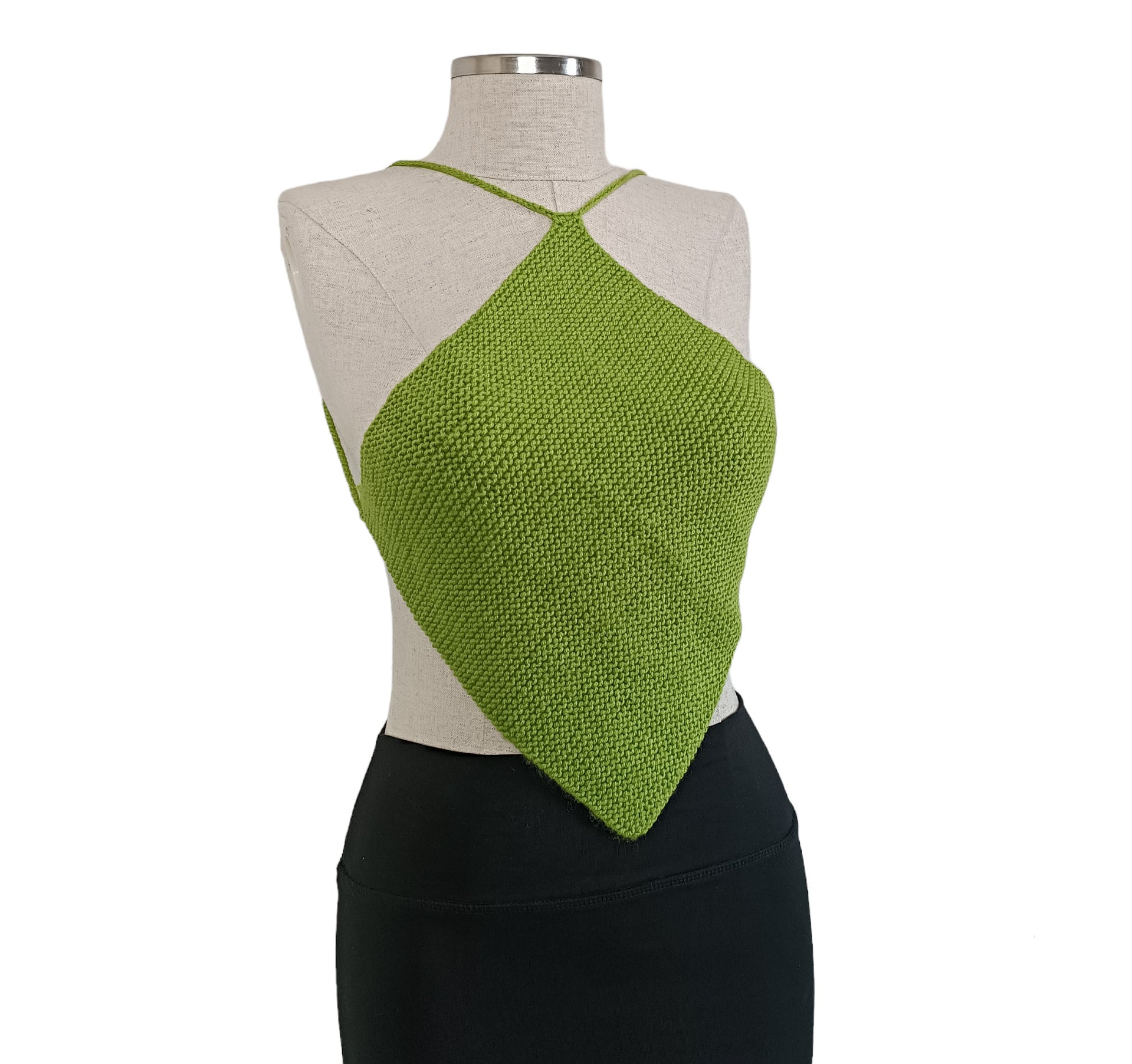 Merino Wool Knitted Bralette Emerald Green, Hand Knit Bra, Women