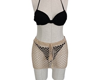 Summer Sarong, Crochet Mini Beach Skirt,  Beachwear Fashion