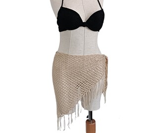 Crochet Shawl Mini Skirt, Beach Skirt, Knitted Sarong