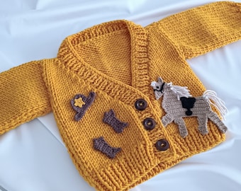 Crochet Cowboy Cardigan, Western Kids Sweater, Eye-Catching Sweaters For Boys, Sweaters Specially Designed For Children