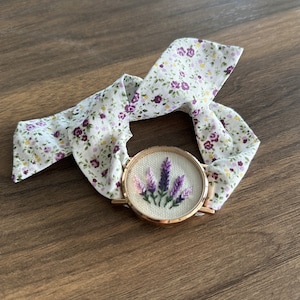 Lavander Hand Embroidered Bracelet, Elegant Lavander Embroidered Bracelet, Hand Embroidered Stylish Jewelry, Dainty Embroidered Bracelet