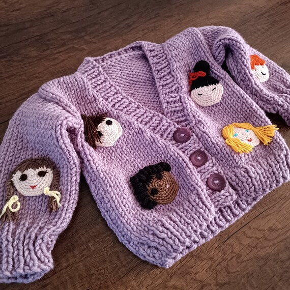 Children s Faces Sweater for Sale Unisex Kids Sweater Knit Cardigan for Toddler Winter Clothes for Baby Hand Knit Sweater Etsy Canada