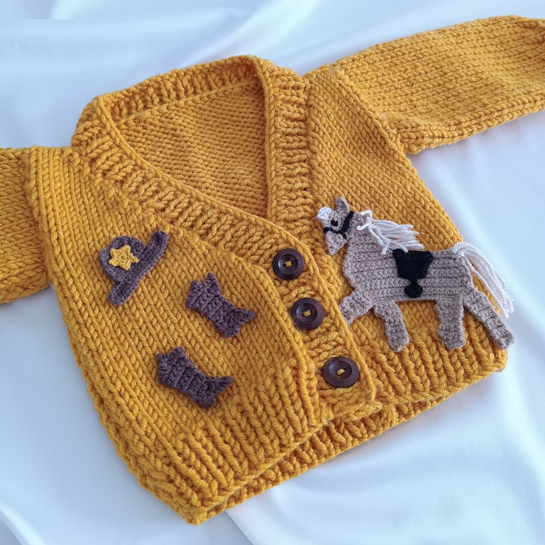 Crochet Cowboy Cardigan, Western Kids Sweater, Eye-Catching Sweaters For Boys, Sweaters Specially Designed For Children imagem 3