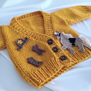 Crochet Cowboy Cardigan, Western Kids Sweater, Eye-Catching Sweaters For Boys, Sweaters Specially Designed For Children imagem 2