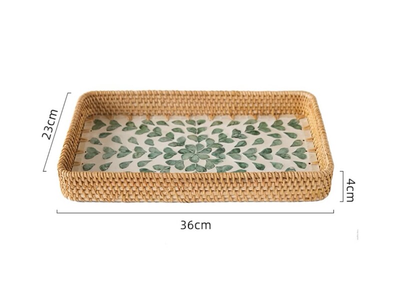 Cesta de ratán tejida a mano, bandeja decorativa de ratán, decoración moderna del hogar, cesta de almacenamiento, cesta de frutas, bandeja de servicio personalizada, bandeja de mesa de centro imagen 4