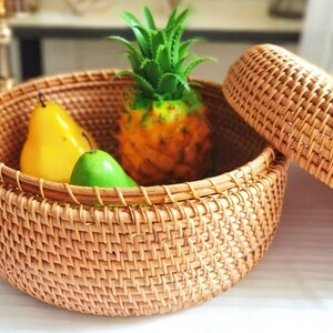 Basket, Fruit Basket, Woven Rattan Basket, Handmade Basket, Home Storage, Living Room Basket, Basket For Kids, Decorative Basket, Storage zdjęcie 2