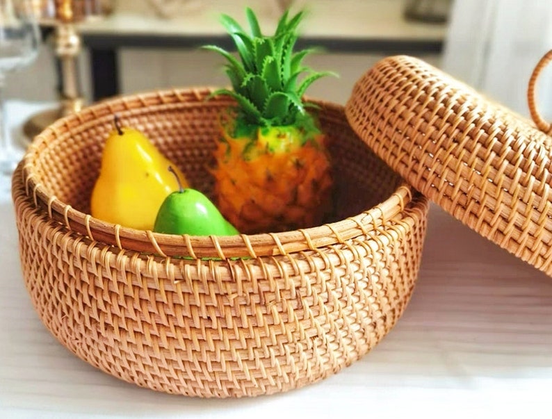 Basket, Fruit Basket, Woven Rattan Basket, Handmade Basket, Home Storage, Living Room Basket, Basket For Kids, Decorative Basket, Storage zdjęcie 2