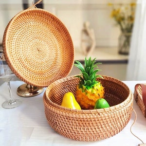 Basket, Fruit Basket, Woven Rattan Basket, Handmade Basket, Home Storage, Living Room Basket, Basket For Kids, Decorative Basket, Storage zdjęcie 1