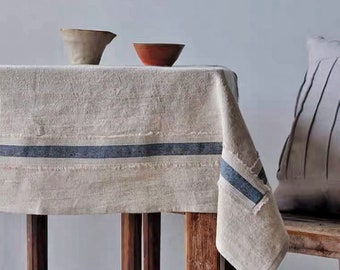 Handwoven Tablecloth, Modern Dining Tablecloth, Linen Tablecloth, Unique Home Accent, Luxurious Linen Tablecloth, Washed Dining Tablecloth