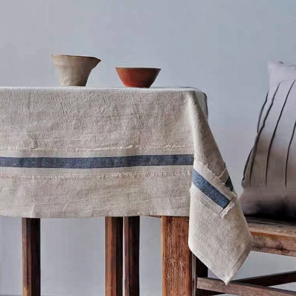 Handwoven Tablecloth, Modern Dining Tablecloth, Linen Tablecloth, Unique Home Accent, Luxurious Linen Tablecloth, Washed Dining Tablecloth