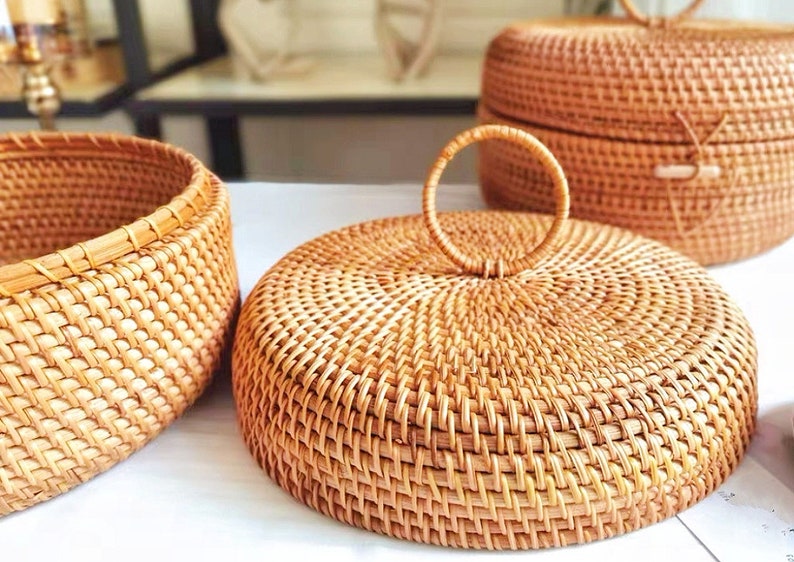 Basket, Fruit Basket, Woven Rattan Basket, Handmade Basket, Home Storage, Living Room Basket, Basket For Kids, Decorative Basket, Storage zdjęcie 4