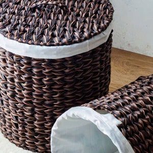 Handcrafted Rattan Storage Basket with Lid Modern Luxury Artsy Design, Basket, Home Decor, Storage Basket, Toy Storage, Laundry Basket zdjęcie 6