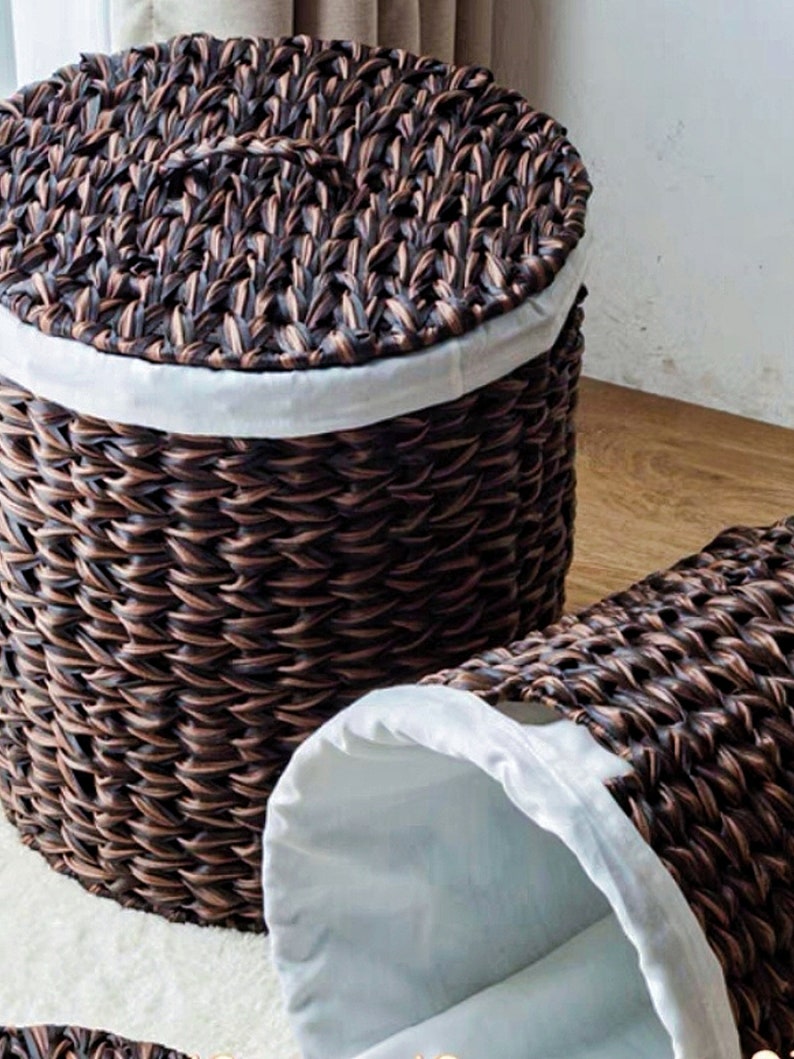 Handcrafted Rattan Storage Basket with Lid Modern Luxury Artsy Design, Basket, Home Decor, Storage Basket, Toy Storage, Laundry Basket zdjęcie 6