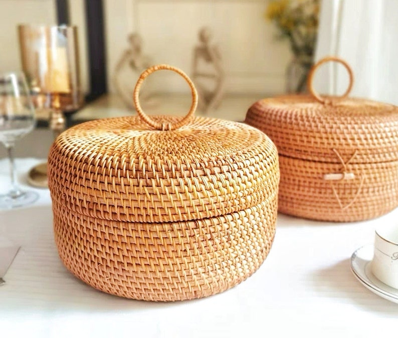 Basket, Fruit Basket, Woven Rattan Basket, Handmade Basket, Home Storage, Living Room Basket, Basket For Kids, Decorative Basket, Storage zdjęcie 3