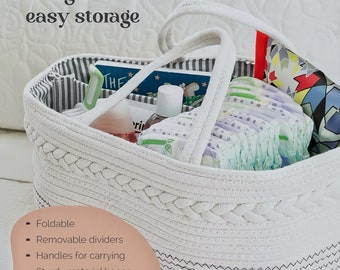 Premium Handwoven Cotton Rope Baby Basket, Woven Storage Basket, Large Woven Basket,Rope Storage Basket, Woven Laundry Basket, Cotton Basket