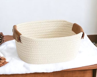 Handwoven Cotton Rope Basket, Storage Basket, Baby Gift Basket, Living Room Storage Basket, Rope Storage Basket, Large Woven Basket, Bucket